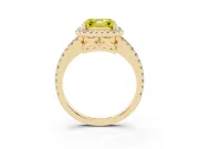 Asscher Cut Pave Halo Engagement Ring Setting for a Fancy Yellow Lab-Grown Diamond | Yellow Gold