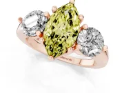 Marquise Three Stone Engagement Ring Setting for a Fancy Yellow Lab-Grown Diamond | Open Prong Baskets | Rose Gold