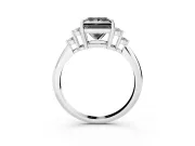 Princess Cut Cluster Accent Engagement Ring Setting for a Black Center | Plain Band | Platinum