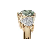 Heart-Shaped 3 Stone Engagement Ring Setting for a Fancy Green Lab-Grown Diamond | Yellow Gold - Design NV-24895