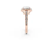Princess Cut Framed Halo Engagement Ring Setting | Graduated Pavé Band | Rose Gold
