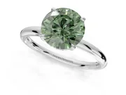 Round Hidden Halo Ring Setting for a Fancy Green Lab-Grown Diamond | White Gold