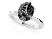 Fancy Black Oval Cut Diamond Solitaire Engagement Ring Set in Platinum with Slim Tapered Solitaire Band