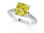 Cushion Cut Hidden Halo Engagement Ring Setting for a Fancy Yellow Lab-Grown Diamond | Claw Prongs | Sterling Silver