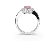 Radiant Cut Vintage Halo Engagement Ring Setting for a Fancy Pink Lab-Grown Diamond | Milgrain Channel Band | White Gold
