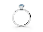 Fancy Blue Marquise Cut Diamond Solitaire Engagement Ring Set in Silver with Flat Band and Prong Setting