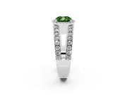 Fancy Green Cushion Cut Diamond Halo Ring Set in Platinum with Pavé Split Shank and Prong Setting