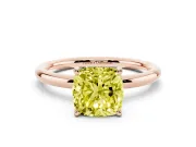 Cushion Cut Hidden Halo Ring Setting for a Fancy Yellow Lab-Grown Diamond | Rose Gold