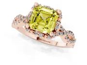 Asscher Cut Milgrain Halo Engagement Ring Setting for a Fancy Yellow Lab-Grown Diamond | Graduated Shoulders | Rose Gold