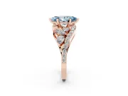 Fancy Blue Marquise Cut Diamond Halo Ring Set in Rose gold with Marquise and Pavé Band in Prong Setting