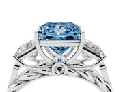 Princess Cut Three Stone Engagement Ring Setting for a Fancy Blue Lab-Grown Diamond | Braided Band | Platinum