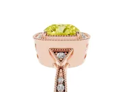 Cushion Cut Milgrain Halo Engagement Ring Setting for a Fancy Yellow Lab-Grown Diamond | Graduated Pavé | Rose Gold