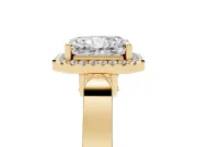 Radiant Cut Halo Engagement Ring Setting | Pavé Panel Shoulders | Yellow Gold