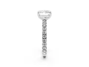Radiant Cut Diamond Pavé Solitaire Ring Set in Platinum with Round Band and Prong Setting