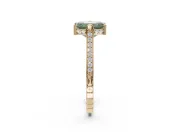 Emerald Cut Vintage Cathedral Engagement Ring Setting for a Fancy Green Lab-Grown Diamond | Carved Band | Yellow Gold