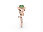 Cushion Cut Leaf Halo Engagement Ring Setting for a Fancy Green Lab-Grown Diamond | Rose Gold