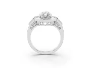 Marquise Cut Diamond Milgrain Halo Ring Set in White gold with Split Shank