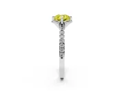 Cushion Cut Floral Petal Engagement Ring Setting for a Fancy Yellow Lab-Grown Diamond | Petal Accents | Sterling Silver