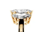Marquise Three Stone Engagement Ring Setting | Large Side Stones | Yellow Gold