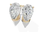 Heart-Shaped Lab-Grown Diamond Solitaire Basket Stud Earrings | Open Gallery | Yellow Gold