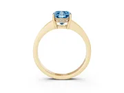 Cushion Cut Pave Solitaire Engagement Ring Setting for a Fancy Blue Lab-Grown Diamond | Accented Basket | Yellow Gold
