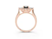Emerald Cut Cluster Halo Engagement Ring Setting for a Black Center | Rose Gold