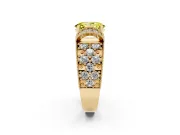 Oval Vintage Pave Engagement Ring Setting for a Fancy Yellow Lab-Grown Diamond | Milgrain Edges | Yellow Gold