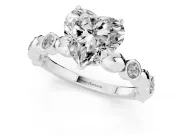 Heart-Shaped Bezel Station Engagement Ring Setting | Beaded Band | White Gold