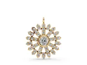 Round Lab-Grown Diamond Bezel Snowflake Pendant Necklace | Pavé Arms | Yellow Gold
