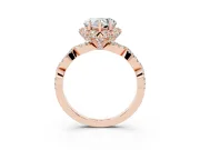 Heart-Shaped Milgrain Halo Engagement Ring Setting | Graduated Shoulders | Rose Gold