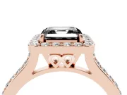 Asscher Cut Pavé Halo Engagement Ring Setting for a Black Center | Rose Gold