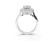 Oval Lab-Grown Diamond Double Halo Statement Ring Set in Sterling Silver with Pavé Band