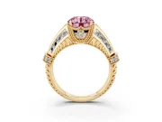 Round Vintage Milgrain Engagement Ring Setting for a Fancy Pink Lab-Grown Diamond | Hidden Halo | Yellow Gold