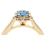 Pear-Shaped Halo Engagement Ring Setting for a Fancy Blue Lab-Grown Diamond | Plain Polished Band | Yellow Gold