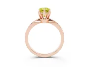Fancy Yellow Radiant Cut Diamond Solitaire Engagement Ring Set in Rose gold with Slim Tapered Solitaire Band