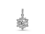 Round Lab-Grown Diamond Floral Cluster Pendant Necklace | Pavé Bail | Sterling Silver