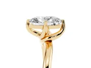 Oval Bypass Solitaire Engagement Ring Setting | Plain Polished Band | Yellow Gold