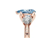Pear-Shaped Hidden Halo Three Stone Engagement Ring Setting for a Fancy Blue Lab-Grown Diamond | Rose Gold