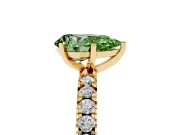 Pear-Shaped Pavé Solitaire Engagement Ring Setting for a Fancy Green Lab-Grown Diamond | Yellow Gold
