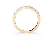 Round Lab-Grown Diamond Arched Curved Pavé Wedding Band | Shared Prongs | Yellow Gold