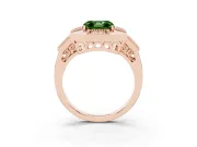 Fancy Green Asscher Cut Diamond Milgrain Halo Ring Set in Rose gold with Split Shank