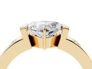 Heart-Shaped Tension Style Engagement Ring Setting | Flush Set Accents | Yellow Gold