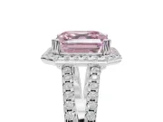 Asscher Cut Halo Split Shank Engagement Ring Setting for a Fancy Pink Lab-Grown Diamond | Pavé Shoulders | Platinum