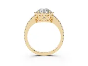 Round Halo Engagement Ring Setting | Half Pave Band | Yellow Gold