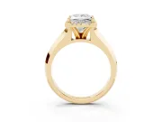 Princess Cut Halo Engagement Ring Setting | Knife-Edge Band | Yellow Gold