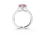 Round Floral Engagement Ring Setting for a Fancy Pink Lab-Grown Diamond | Pavé Band | Platinum