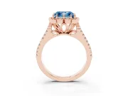 Asscher Cut Floral Halo Engagement Ring Setting for a Fancy Blue Lab-Grown Diamond | Pavé Split Shank | Rose Gold