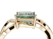Princess Cut Bypass Solitaire Engagement Ring Setting for a Fancy Green Lab-Grown Diamond | Pavé Strands | Yellow Gold