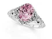 Oval Hidden Halo Filigree Engagement Ring Setting for a Fancy Pink Lab-Grown Diamond | Platinum