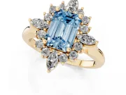Emerald Cut Engagement Ring Setting for a Fancy Blue Lab-Grown Diamond | Yellow Gold - Design NV-24790